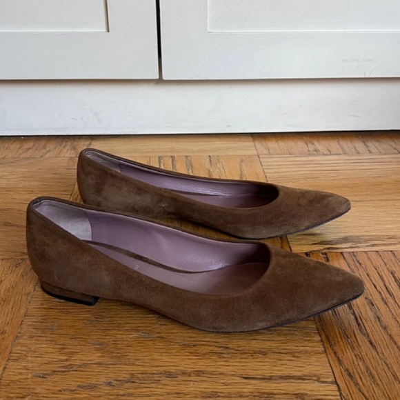 Miu Miu Pointed Toe Brown Suede Ballet Flats - 38.5 - Picture 2 of 7